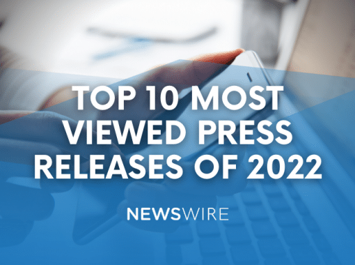 Newswire-branded image with text, "Top 10 Most Viewed Press Releases of 2022"