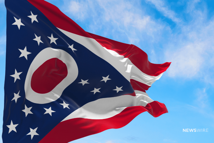 Picture of the Ohio state flag. Image is used for a blog post about the top media outlets in Ohio.