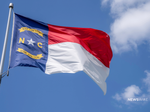 Picture of the North Carolina state flag. Image is being used for a Newswire blog post about the top media outlets in North Carolina.