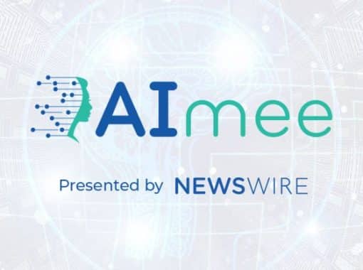 Newswire's artificial intelligence writing assistant and recommendation engine, AImee logo. Presented by Newswire
