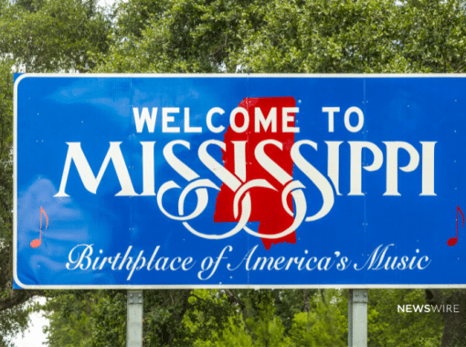 Picture of the "Welcome to Mississippi" highway sign. Image is being used for a Newswire blog post about the top media outlets in Mississippi.