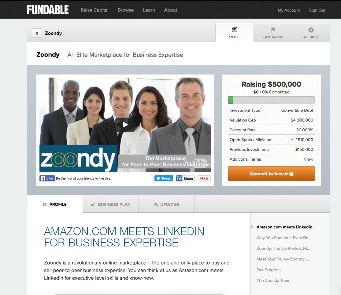 Linkedin® Meets Zoondy Raises a New Funding Round on Fundable to Accelerate the