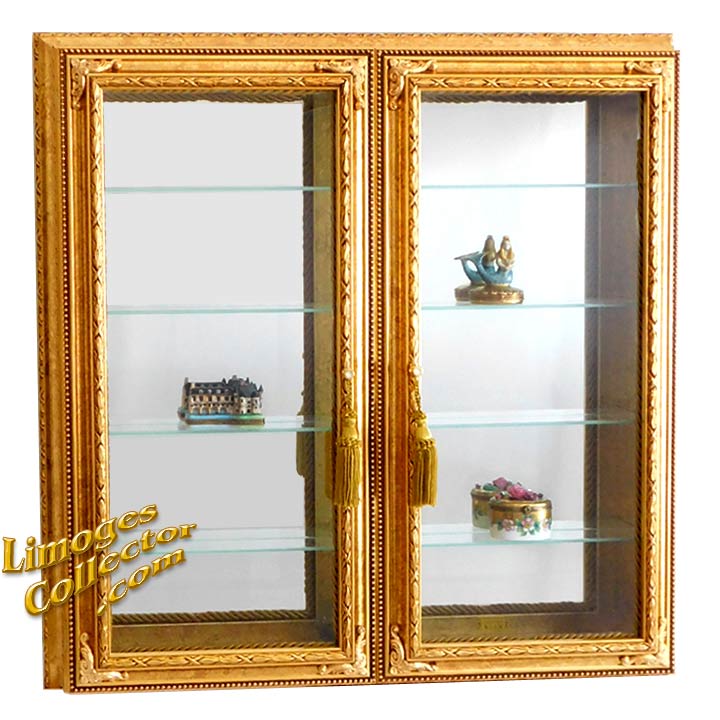 Italian GoldLeaf Beveled Glass Curio Display Arrive at