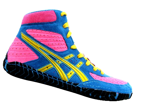 black and pink wrestling shoes